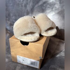 UGG Kids Fluff Yeah Slide Toddler Ribbon Natural Size 6